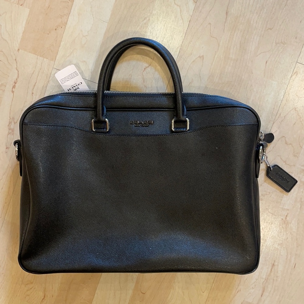 Brand New Coach Black Leather Briefcase